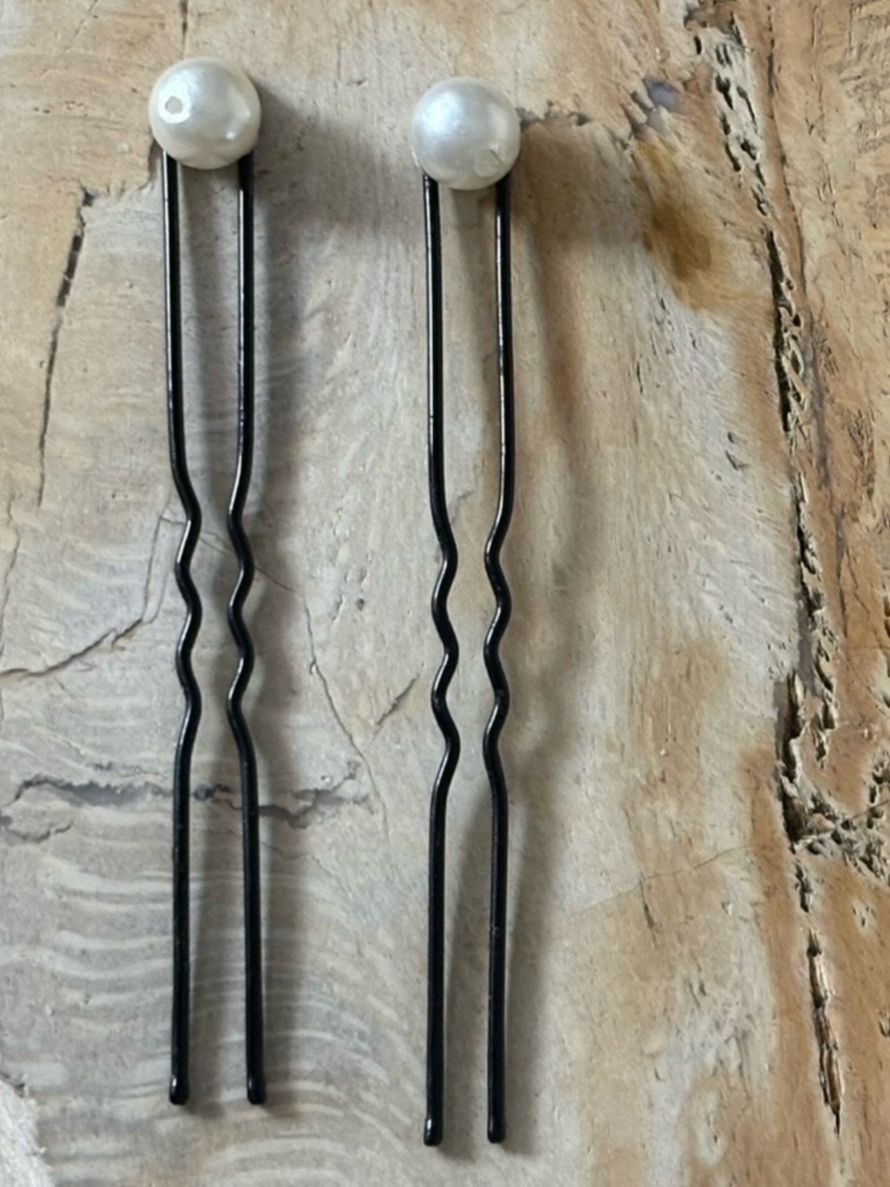 Pearl Accent Black Bobby Pins - Set of 2